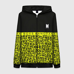 Толстовка на молнии женская BTS pattern kpop, цвет: 3D-черный