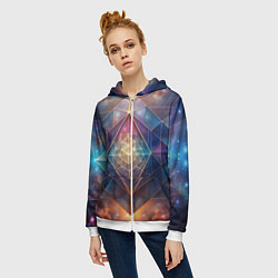Толстовка на молнии женская Космическая геометрическая абстракция, цвет: 3D-белый — фото 2