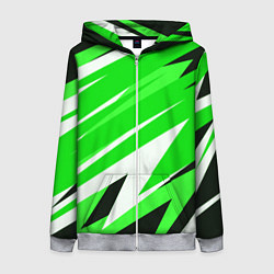 Толстовка на молнии женская Geometry stripes green, цвет: 3D-меланж