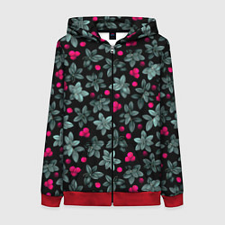 Женская толстовка на молнии Клюквенный паттерн