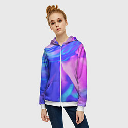 Толстовка на молнии женская Неоновая текстура абстракция, цвет: 3D-белый — фото 2