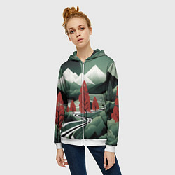 Толстовка на молнии женская Дорога на природу, цвет: 3D-белый — фото 2