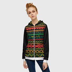 Толстовка на молнии женская Ethnic ornament on black, цвет: 3D-белый — фото 2