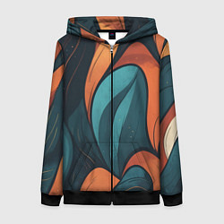 Толстовка на молнии женская Темные и теплые контрасты, цвет: 3D-черный