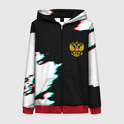 Толстовка на молнии женская Герб глитч краски, цвет: 3D-красный