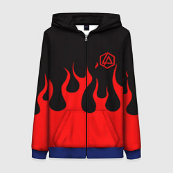 Толстовка на молнии женская Linkin park logo fire, цвет: 3D-синий