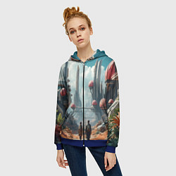 Толстовка на молнии женская Планета фантастика, цвет: 3D-синий — фото 2