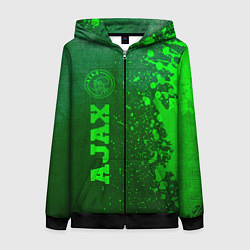 Толстовка на молнии женская Ajax - green gradient по-вертикали, цвет: 3D-черный