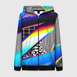 Женская толстовка на молнии Neon stripes geometry