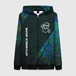 Женская толстовка на молнии Stumble Guys glitch blue