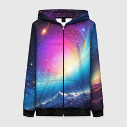 Толстовка на молнии женская Бескрайний космос, цвет: 3D-черный