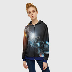 Толстовка на молнии женская Космическая абстракция астероид, цвет: 3D-синий — фото 2