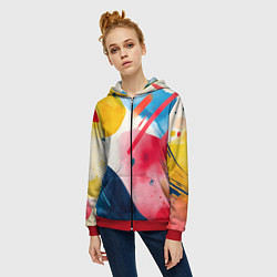 Толстовка на молнии женская Абстрактные мазки красок, цвет: 3D-красный — фото 2