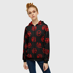 Толстовка на молнии женская Twenty one pilots rose pattern, цвет: 3D-черный — фото 2