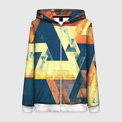 Толстовка на молнии женская Абстрактные треугольники, цвет: 3D-белый