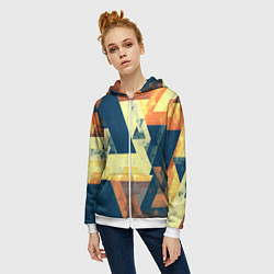 Толстовка на молнии женская Абстрактные треугольники, цвет: 3D-белый — фото 2