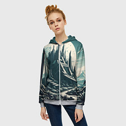 Толстовка на молнии женская Фантастика город, цвет: 3D-меланж — фото 2