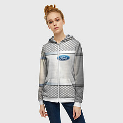 Толстовка на молнии женская FORD metal steel auto, цвет: 3D-белый — фото 2