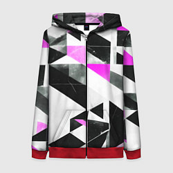 Толстовка на молнии женская Black and pink abstraction on a white background, цвет: 3D-красный