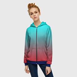 Толстовка на молнии женская Абстрактно неоновый градиент, цвет: 3D-синий — фото 2