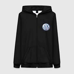 Толстовка на молнии женская Volkswagen logo auto, цвет: 3D-черный