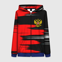 Толстовка на молнии женская Россия полосы краски, цвет: 3D-синий
