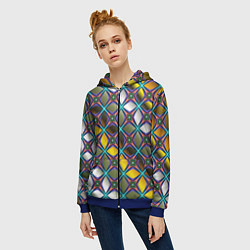 Толстовка на молнии женская Марокканская вязь, цвет: 3D-синий — фото 2