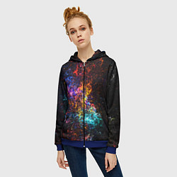 Толстовка на молнии женская Космические краски текстура, цвет: 3D-синий — фото 2