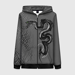 Женская толстовка на молнии Змея гранж арт