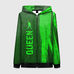 Толстовка на молнии женская Queen - green gradient по-вертикали, цвет: 3D-черный