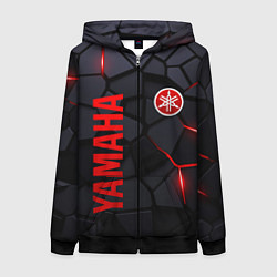 Толстовка на молнии женская Yamaha - плиты с эффектом свечения, цвет: 3D-черный