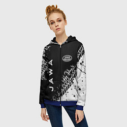 Толстовка на молнии женская Jawa - следы от шин, цвет: 3D-синий — фото 2