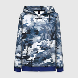 Толстовка на молнии женская Камуфляж серо синий, цвет: 3D-синий