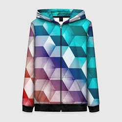 Женская толстовка на молнии Объёмные разноцветные градиентные кубы