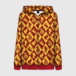 Толстовка на молнии женская Гарри Поттер факультеты, цвет: 3D-красный