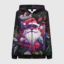 Женская толстовка на молнии Дед мороз в цветах