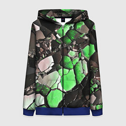 Толстовка на молнии женская Чёрно-зелёный камень, цвет: 3D-синий