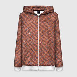 Толстовка на молнии женская Медно-коричневый текстурированный, цвет: 3D-белый