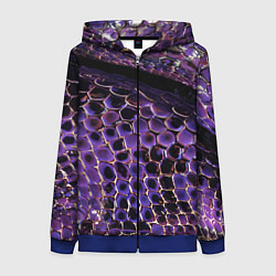 Толстовка на молнии женская Фиолетовая кожа змеи, цвет: 3D-синий
