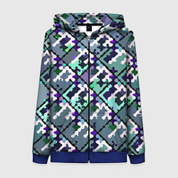 Толстовка на молнии женская Бирюзовый абстрактный паттерн, цвет: 3D-синий