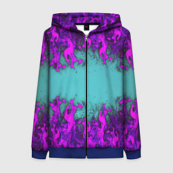 Толстовка на молнии женская Фиолетовое пламя, цвет: 3D-синий