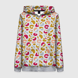 Толстовка на молнии женская Разноцветный леопардовый узор, цвет: 3D-меланж