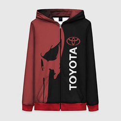 Толстовка на молнии женская Toyota и череп, цвет: 3D-красный