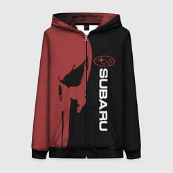 Женская толстовка на молнии Subaru и череп