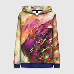 Толстовка на молнии женская Красно-жёлтая абстракция, цвет: 3D-синий