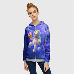 Толстовка на молнии женская Homer Simpson is a brave astronaut, цвет: 3D-меланж — фото 2