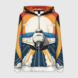 Женская толстовка на молнии Скоростной ретро самолет