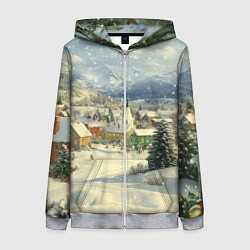 Толстовка на молнии женская Дух рождества, цвет: 3D-меланж
