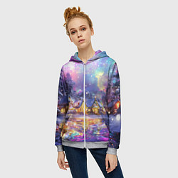 Толстовка на молнии женская Настроение рождества, цвет: 3D-меланж — фото 2