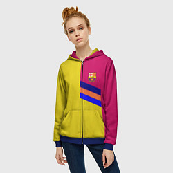 Толстовка на молнии женская Барселона фк клуб геометрия, цвет: 3D-синий — фото 2